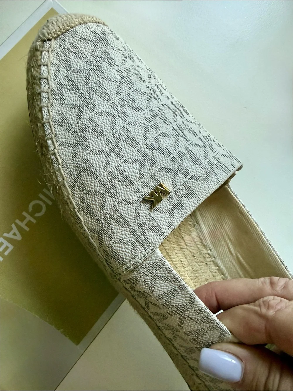 Michael Kors Neutral Beige Logo Espadrille Slip-Ons
